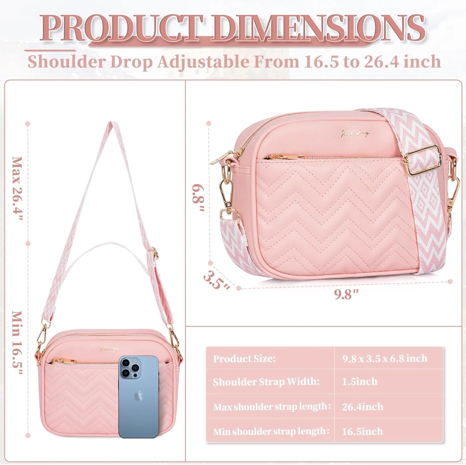 Quilted Crossbody Bags for Women Vegan Leather Shoulder Handbags Purses for Women with Adjustable Wide Strap
