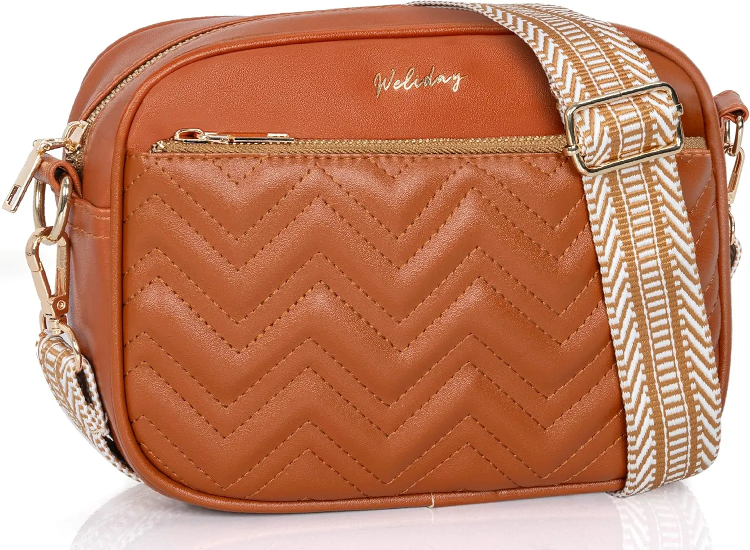 Quilted Crossbody Bags for Women Vegan Leather Shoulder Handbags Purses for Women with Adjustable Wide Strap