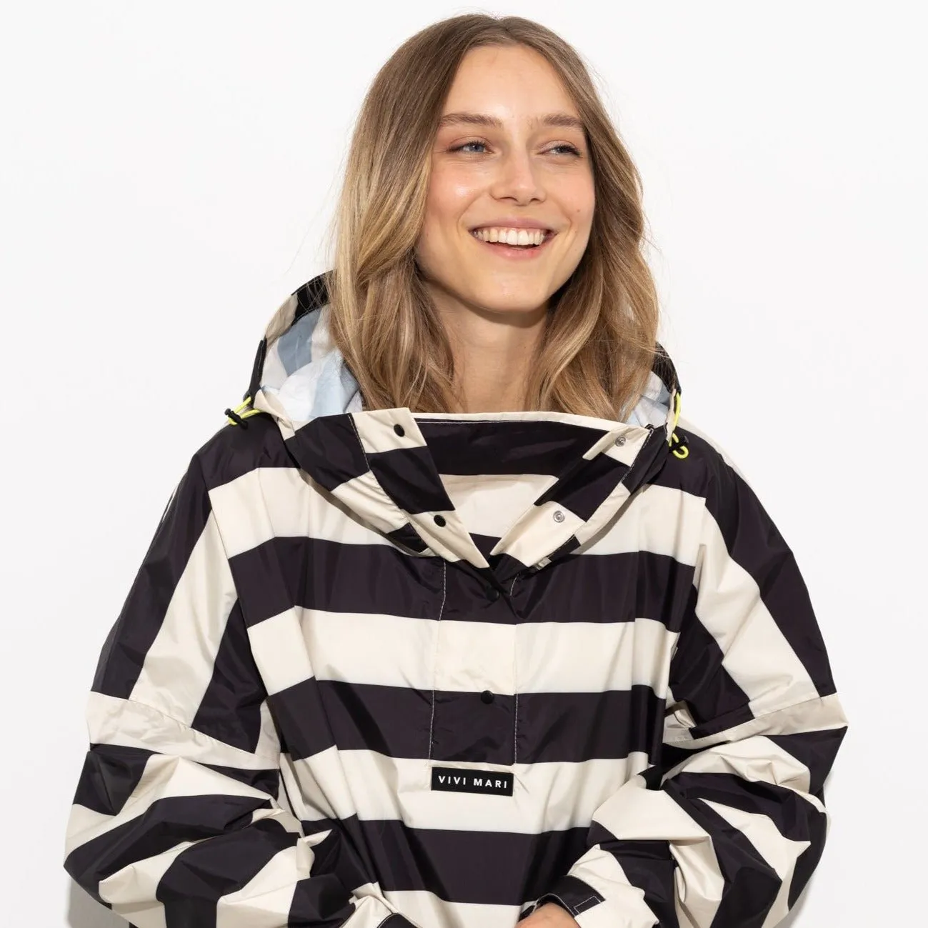 Raincoat bold stripes - black/sand