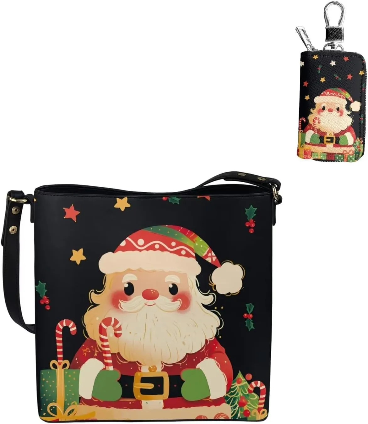 Rnyleeg 2 pcs Large Crossbody Bag for Women Leather Hobo Handbag for Work Bucket Bag with Matching Leather Car Key Cover