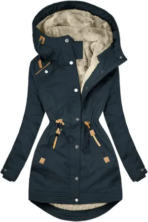 Sherpa Lined Jackets for Women Long Sleeve Fuzzy Fleece Plush Coat Tummy Control Slim Padded Full Zip Hooded Jacket
