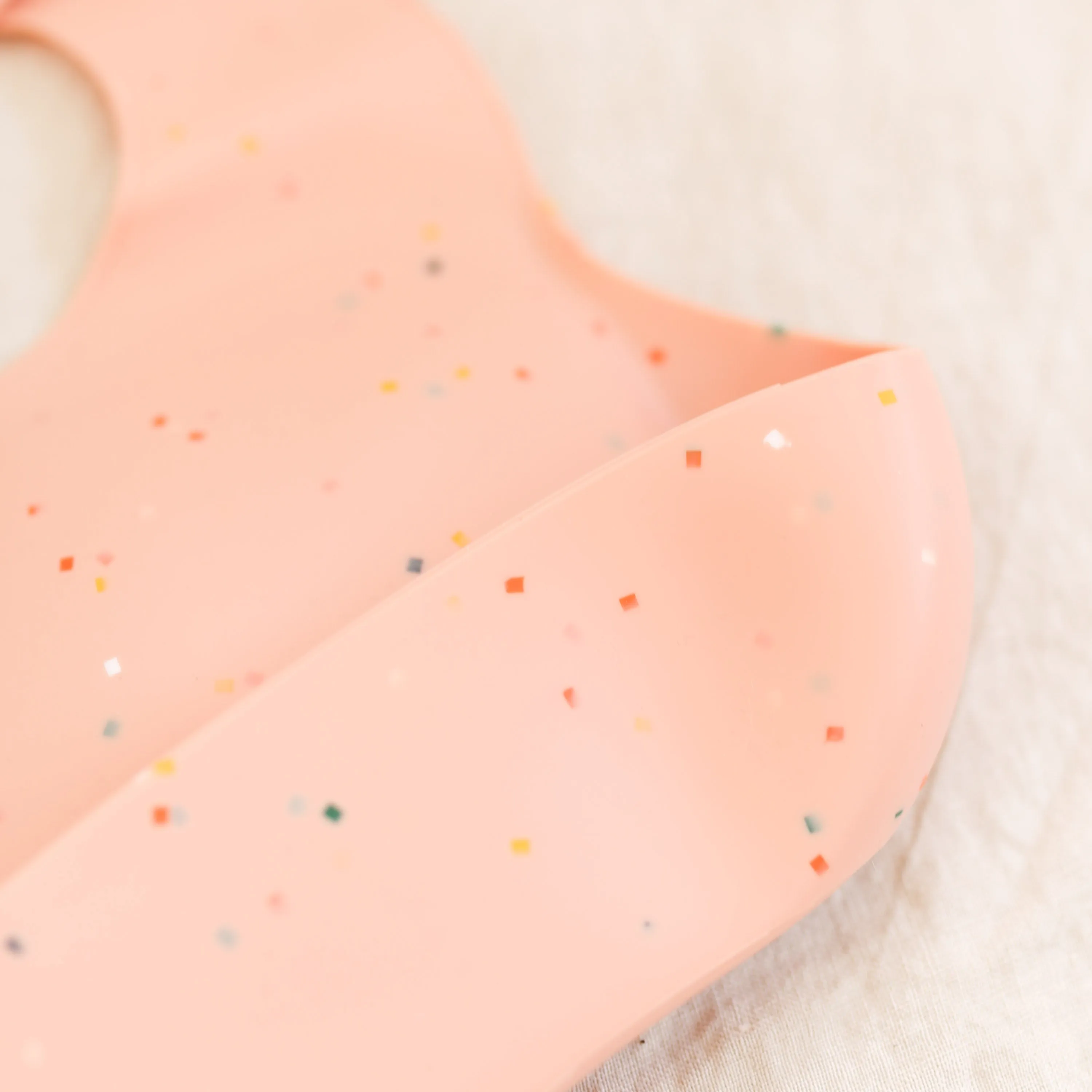 Silicone Baby Bib - Powder Pink Confetti