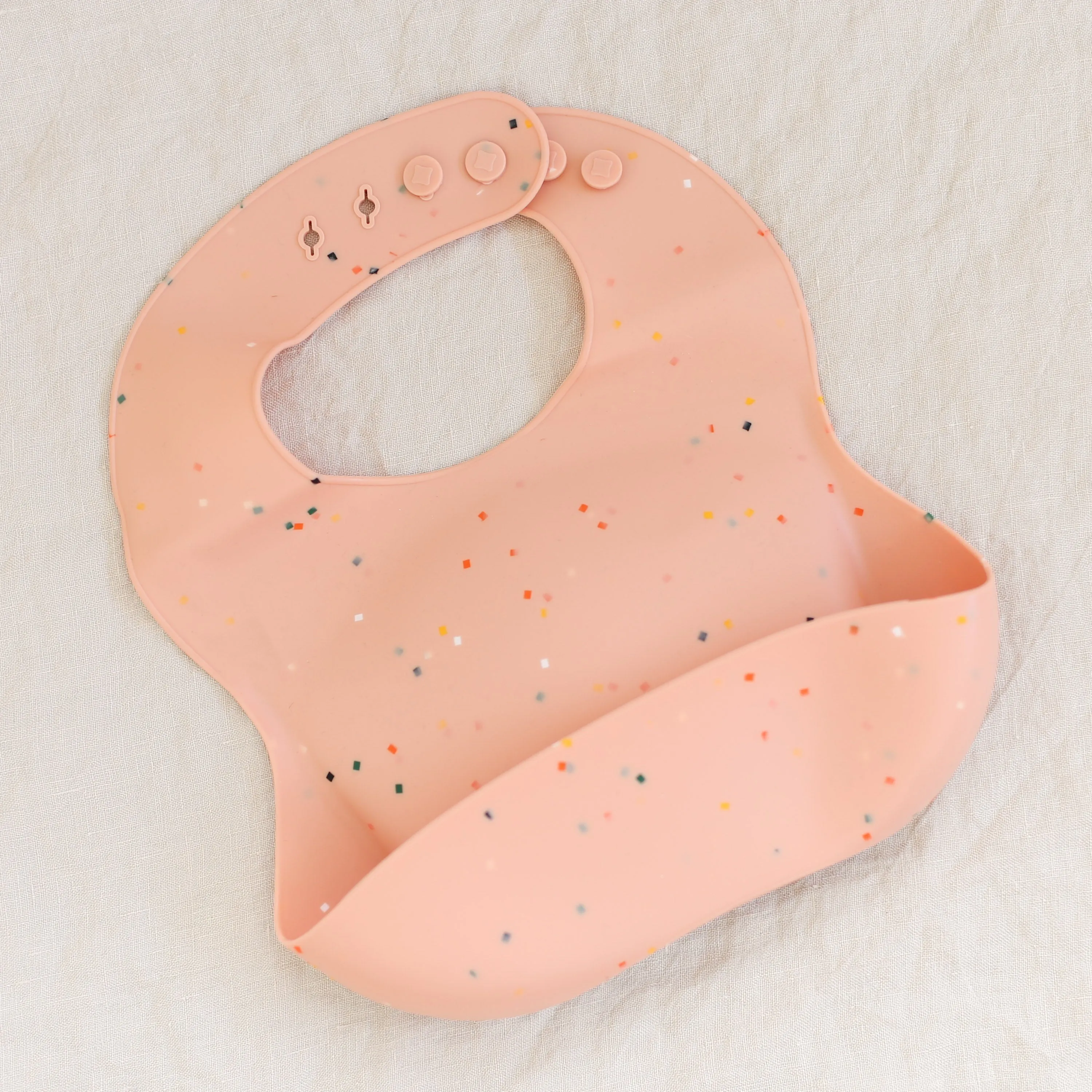 Silicone Baby Bib - Powder Pink Confetti