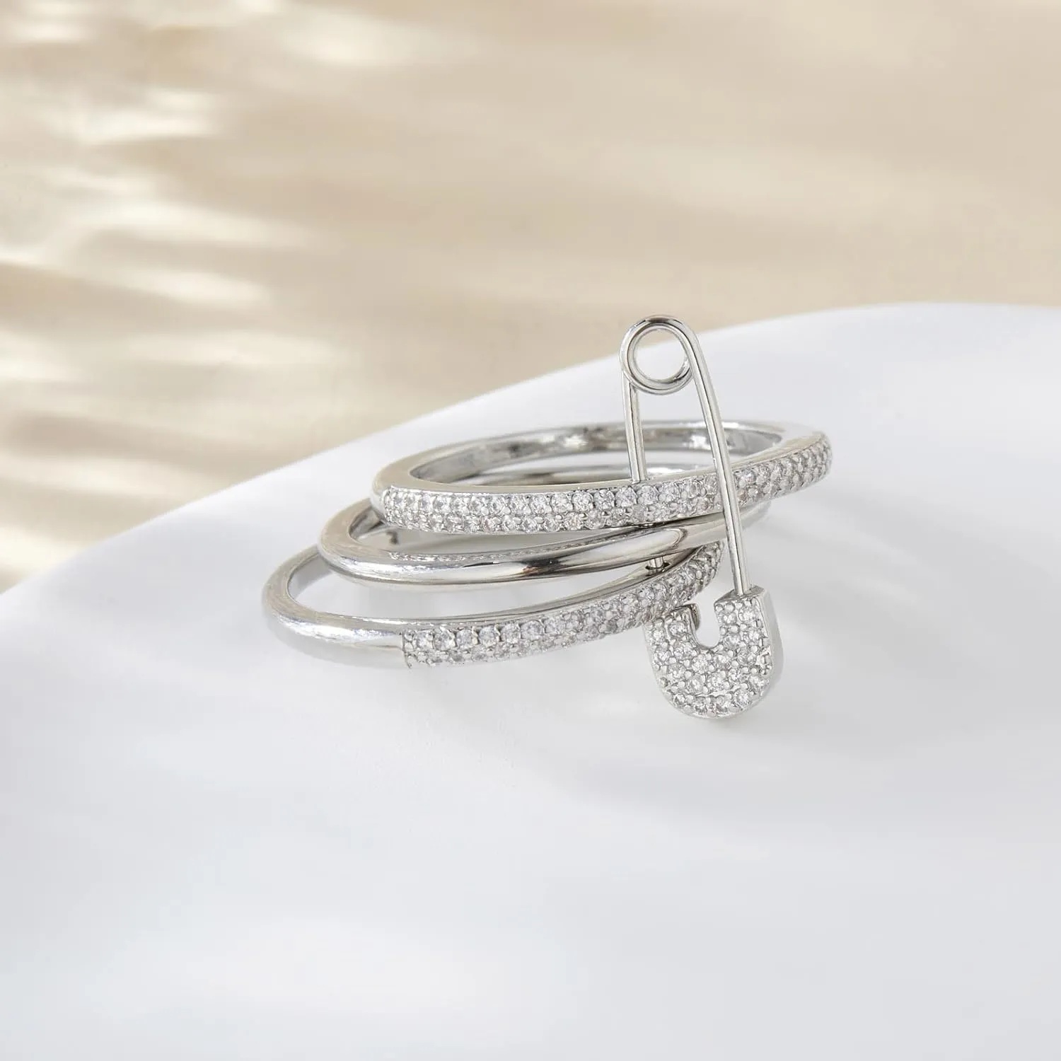 Silver & Gold Stackable Rings for Women Non Tarnish Ring Set Dainty 14k Gold Plated Cz Cubic Zirconia Wedding Rings Thumb Ring Set Stacking Pack Statement Chunky Band Rings Unique Jewelry Gift