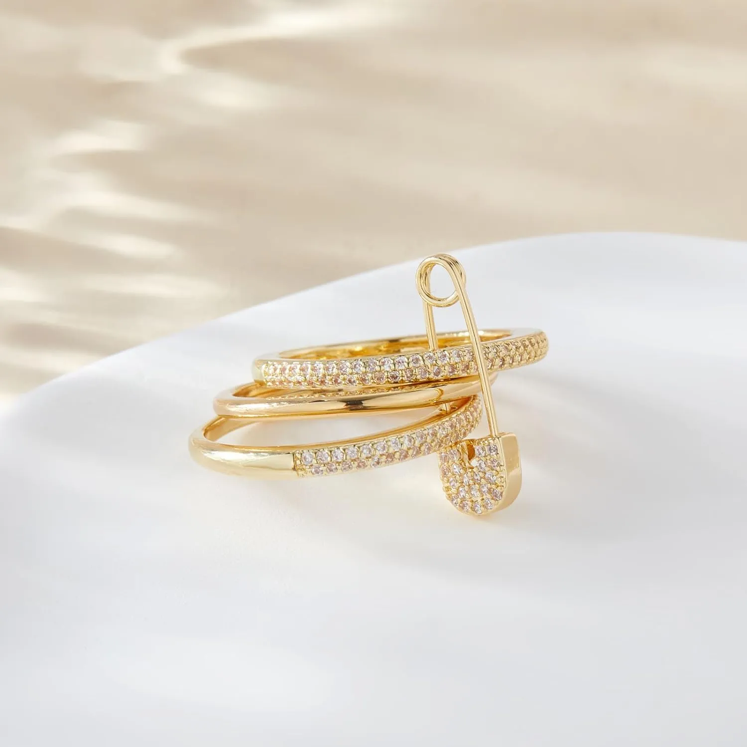 Silver & Gold Stackable Rings for Women Non Tarnish Ring Set Dainty 14k Gold Plated Cz Cubic Zirconia Wedding Rings Thumb Ring Set Stacking Pack Statement Chunky Band Rings Unique Jewelry Gift