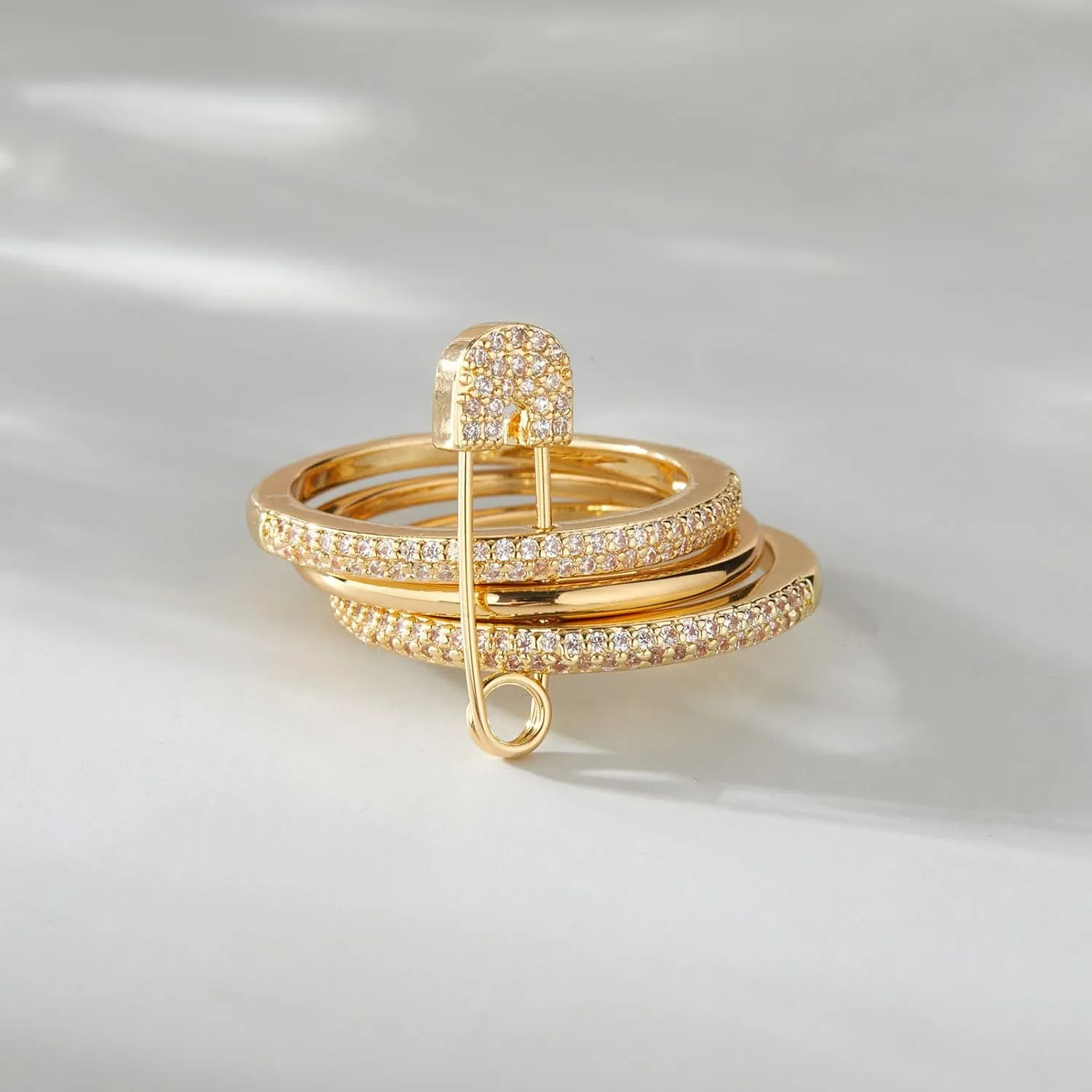 Silver & Gold Stackable Rings for Women Non Tarnish Ring Set Dainty 14k Gold Plated Cz Cubic Zirconia Wedding Rings Thumb Ring Set Stacking Pack Statement Chunky Band Rings Unique Jewelry Gift