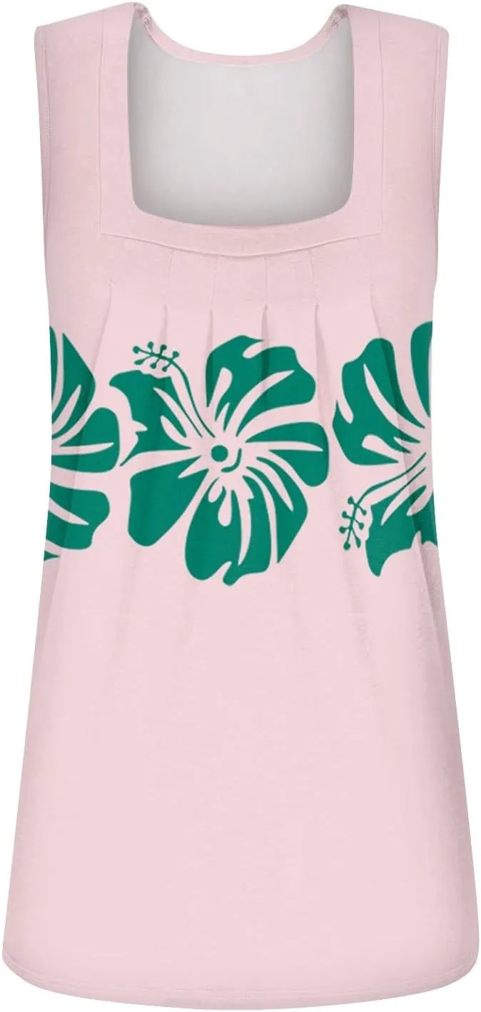 slqdgmryz Womens Summer Tops Square Neck Basic Cute Tank Tops Graphic Loose Fit Flowy Sleeveless Shirts Running Workout Tanks