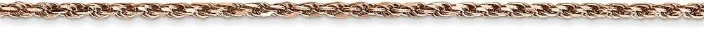 Solid 14k Rose Gold 1.8mm Diamond-Cut Rope Chain Necklace - with Secure Lobster Lock Clasp