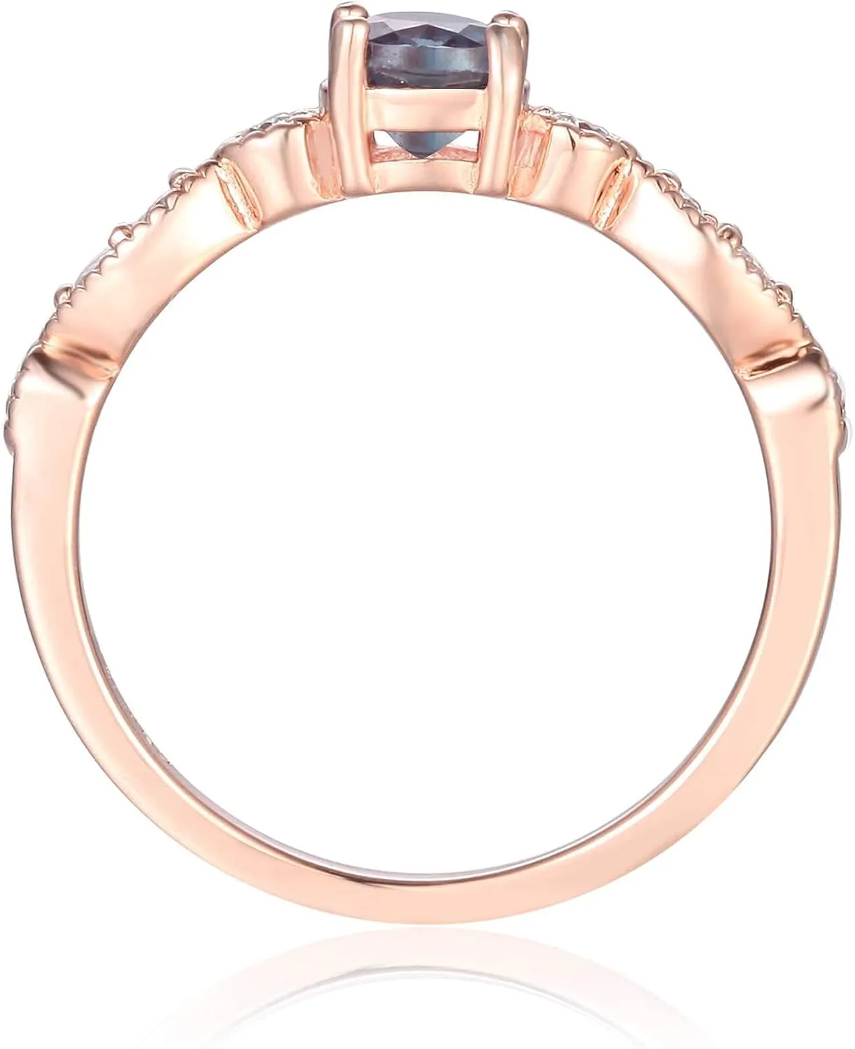 Solitaire Ring with Accents in Pearl, Alexandrite, Ruby, Moissanite, Emerald, Sapphire Ring Mother Day Gift for Her