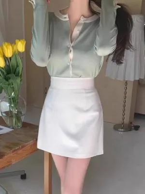 Spring and Summer Korean Version High-Waisted Skirt Professional Suit Skirt