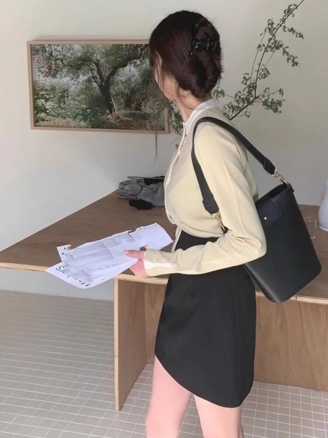 Spring and Summer Korean Version High-Waisted Skirt Professional Suit Skirt