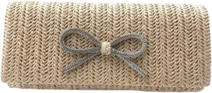 Straw Clutch Purses for Women Vintage Bow Summer Straw Beach Bag Envelope Evening Clutch Handbags for Party Wedding 2025