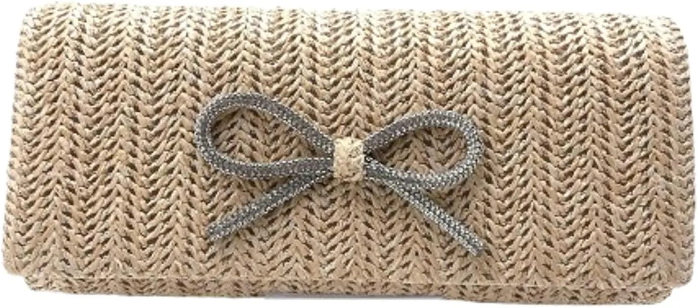 Straw Clutch Purses for Women Vintage Bow Summer Straw Beach Bag Envelope Evening Clutch Handbags for Party Wedding 2025