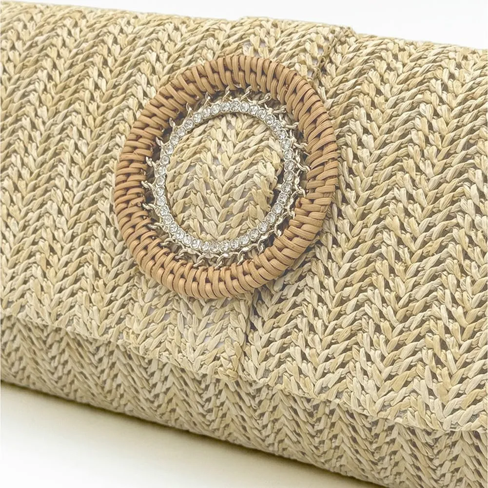 Straw Clutch Purses for Women Vintage Summer Straw Beach Bag Envelope Evening Clutch Handbags for Wedding Party 2025