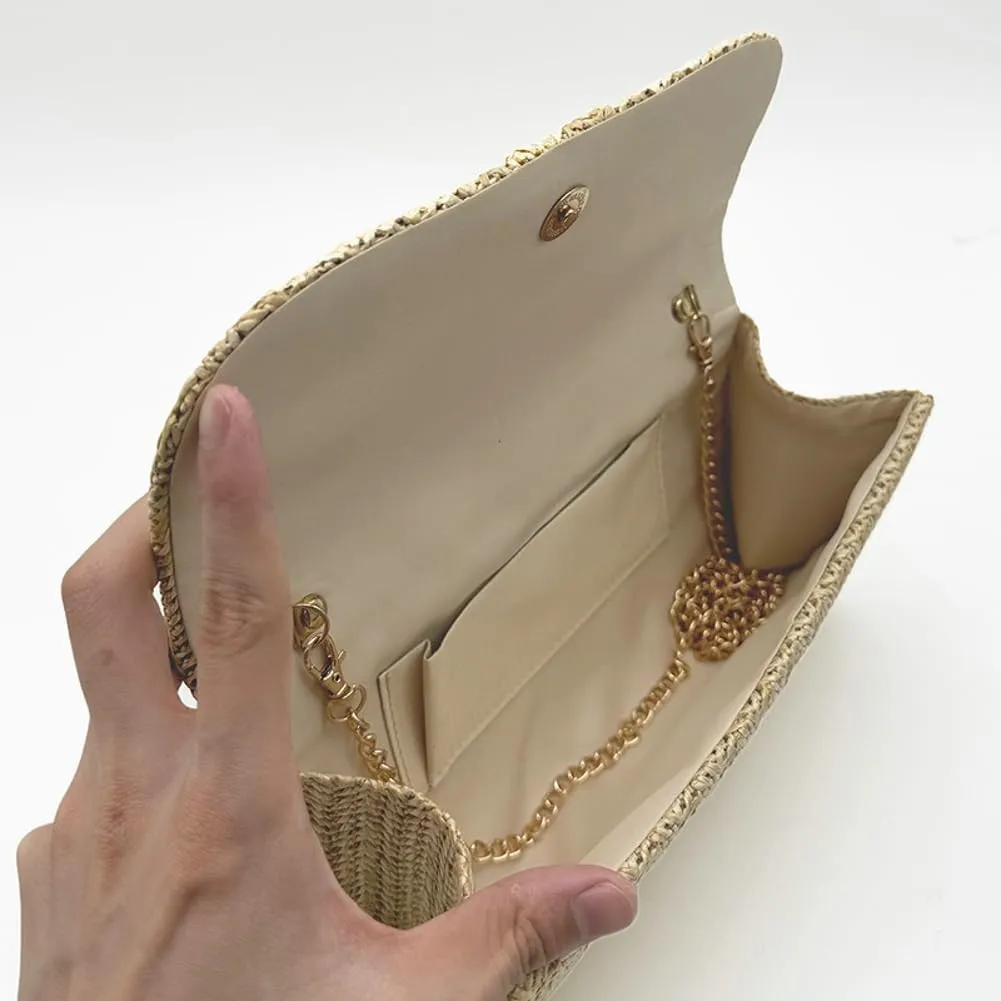 Straw Clutch Purses for Women Vintage Summer Straw Beach Bag Envelope Evening Clutch Handbags for Wedding Party 2025