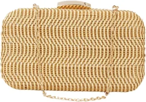 Straw Clutch Purses for Women Vintage Summer Straw Beach Bag Wicker Rattan Envelope Clutch Evening Purse for Wedding