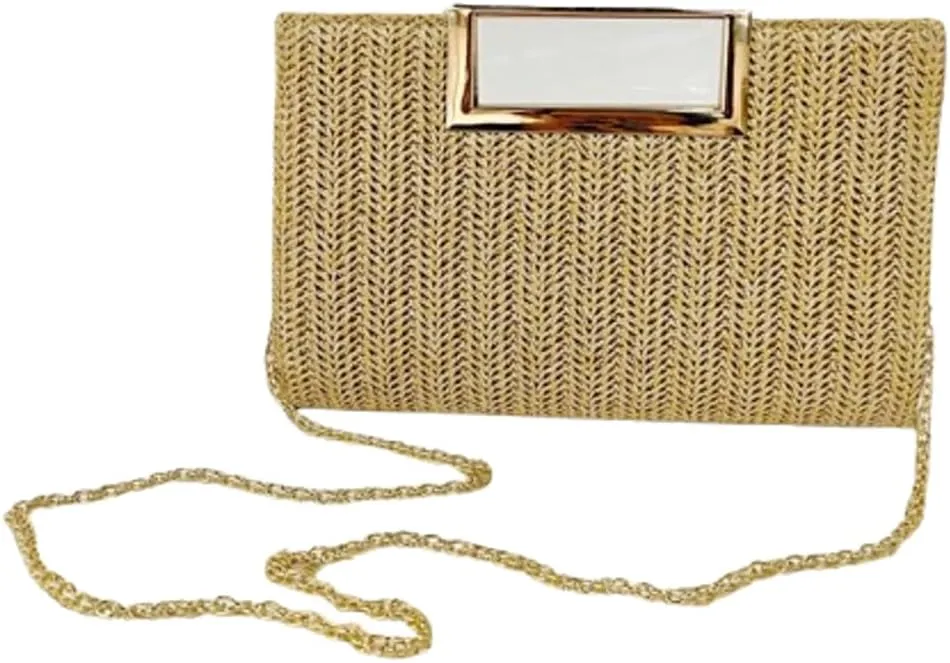 Straw Clutch Purses Women Summer Straw Beach Bag Cute Envelope Evening Clutch Handbags for Formal Party Wedding