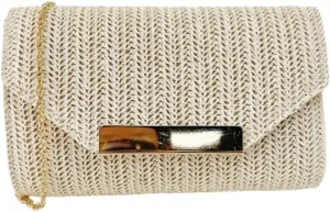 Straw Clutch Purses Women Summer Straw Beach Bag Trendy Envelope Evening Clutch Handbags for Formal Party Wedding