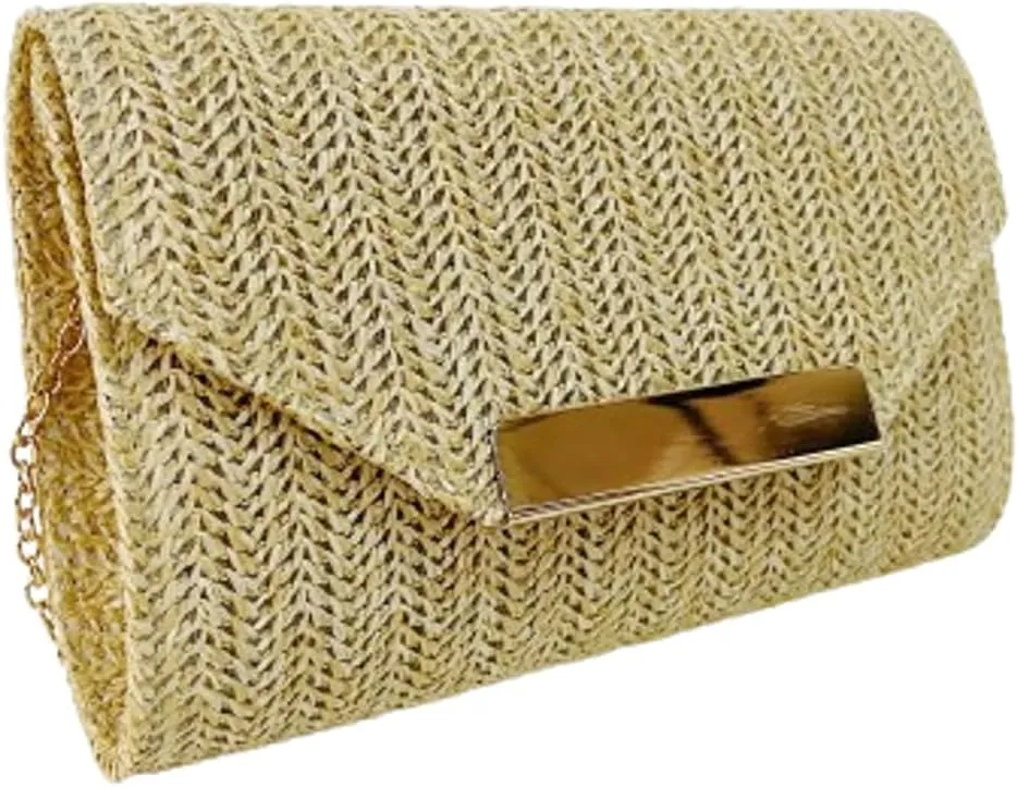Straw Clutch Purses Women Summer Straw Beach Bag Trendy Envelope Evening Clutch Handbags for Formal Party Wedding