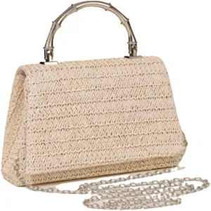Straw Clutch Purses Women Trendy Summer Straw Beach Bag Envelope Evening Clutch Handbags for Formal Party Wedding