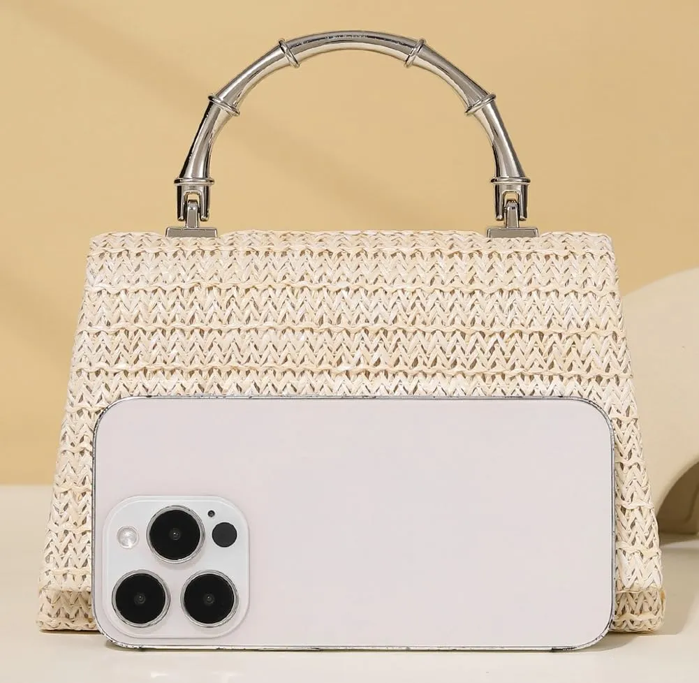 Straw Clutch Purses Women Trendy Summer Straw Beach Bag Envelope Evening Clutch Handbags for Formal Party Wedding