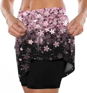 Summer Skirt Shorts for Women Plus Size Skort for Women Ladies Culottes Athletic Skirts with Pockets Tummy Control