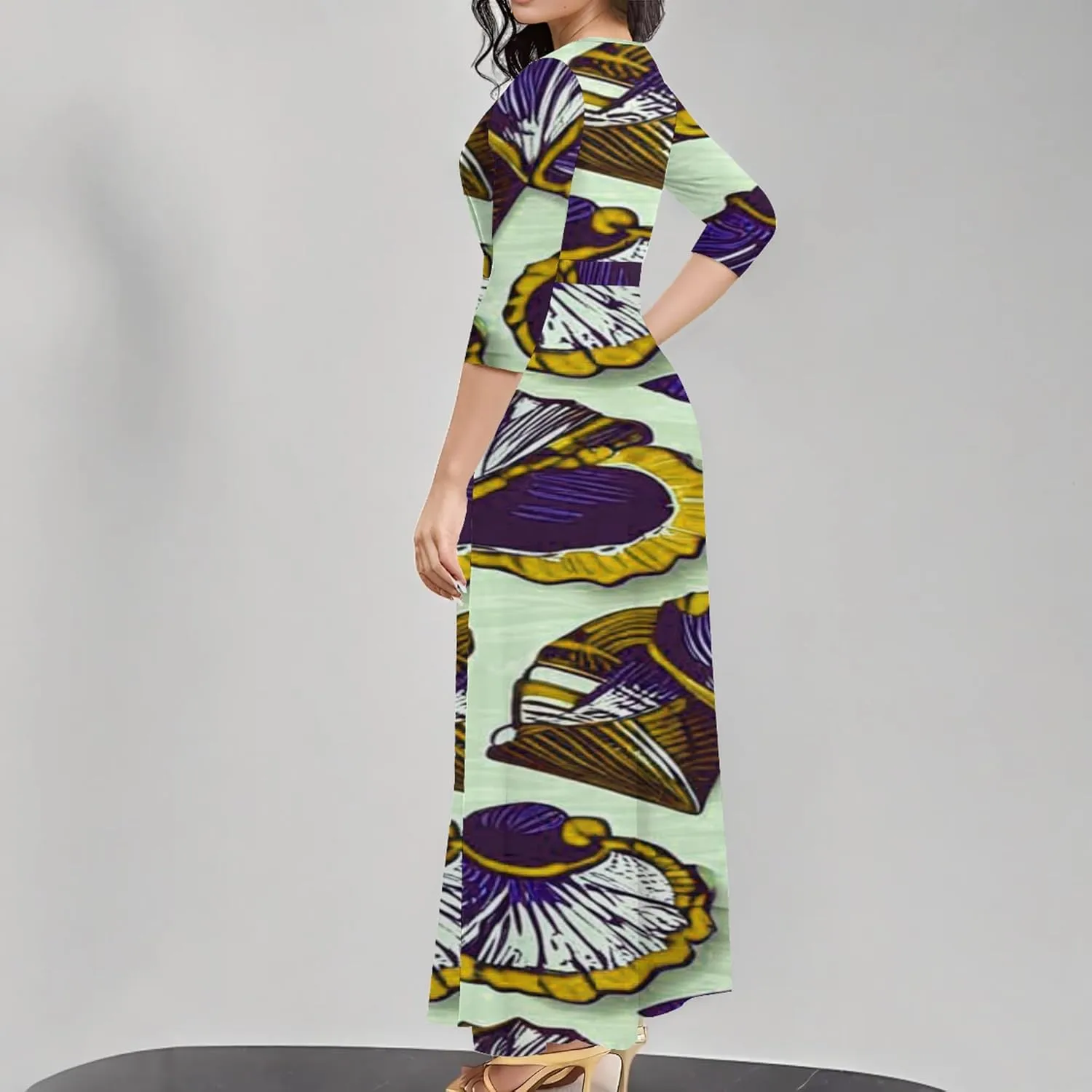 Summer Trendy Wrap Dresses for Women Sexy Bodycon 3/4 Sleeves Flowy A-Line Boho Beach Tie Dye Plus Size Maxi Dress with Belt