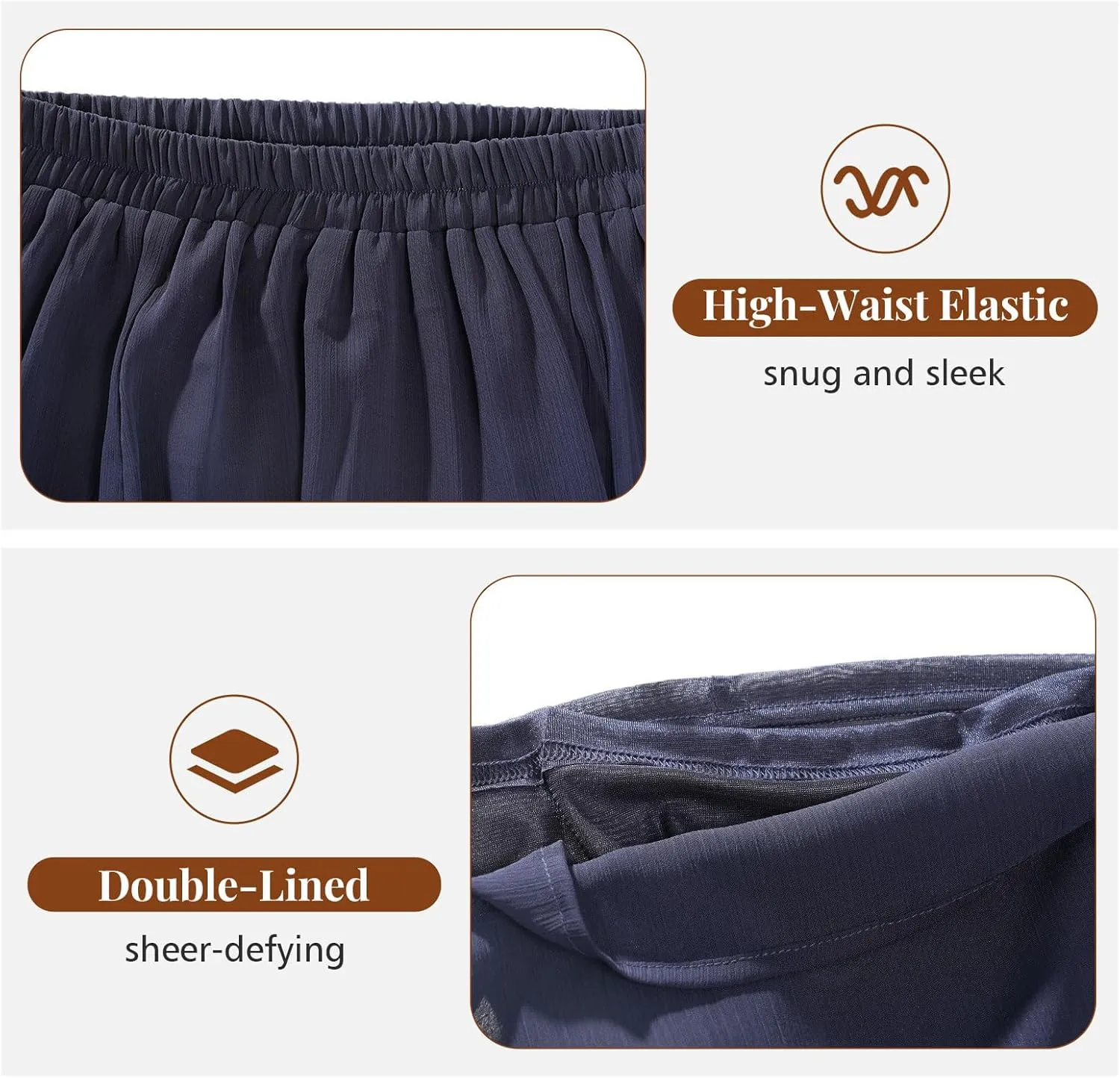 Summer Women's Chiffon Wide Leg Pants Elastic Waist Lightweight Beach Palazzo Trousers for Vacation