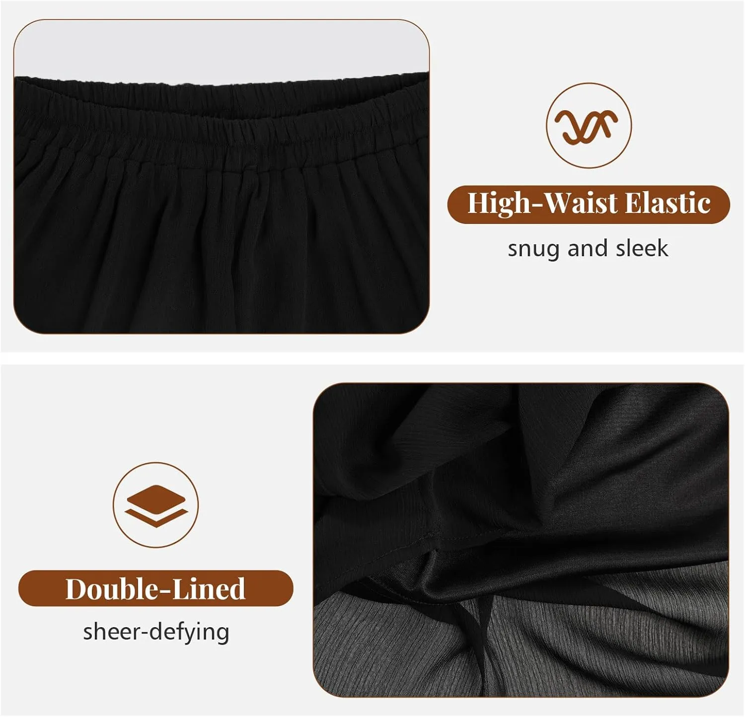 Summer Women's Chiffon Wide Leg Pants Elastic Waist Lightweight Beach Palazzo Trousers for Vacation