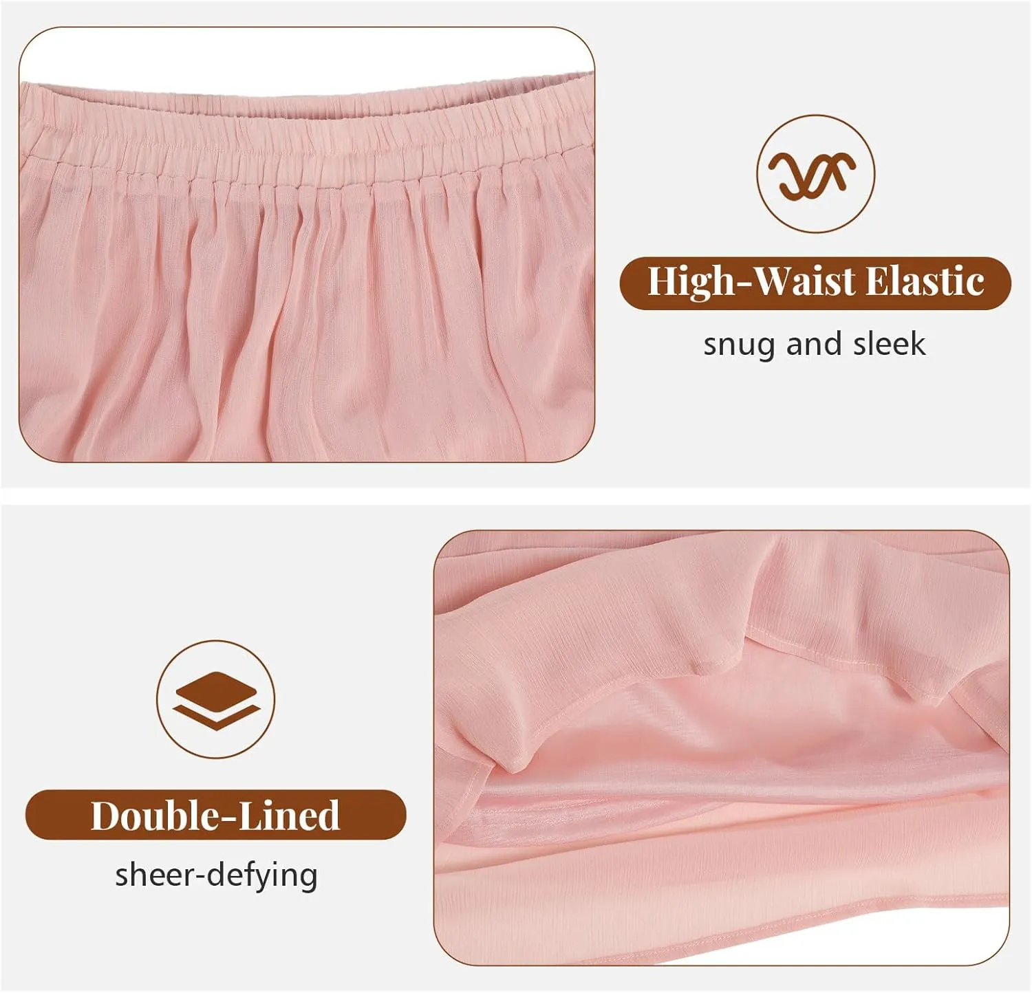Summer Women's Chiffon Wide Leg Pants Elastic Waist Lightweight Beach Palazzo Trousers for Vacation