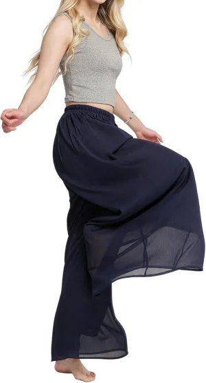 Summer Women's Chiffon Wide Leg Pants Elastic Waist Lightweight Beach Palazzo Trousers for Vacation