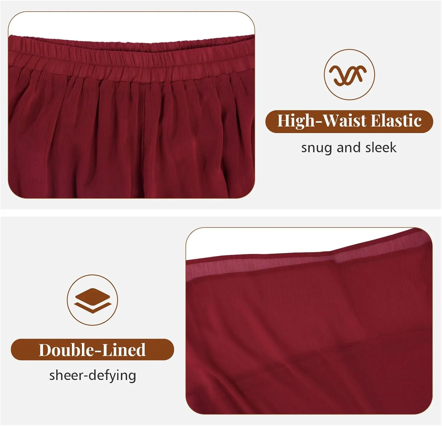 Summer Women's Chiffon Wide Leg Pants Elastic Waist Lightweight Beach Palazzo Trousers for Vacation