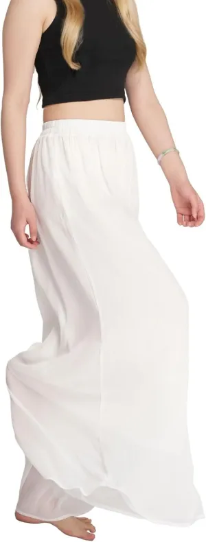 Summer Women's Chiffon Wide Leg Pants Elastic Waist Lightweight Beach Palazzo Trousers for Vacation