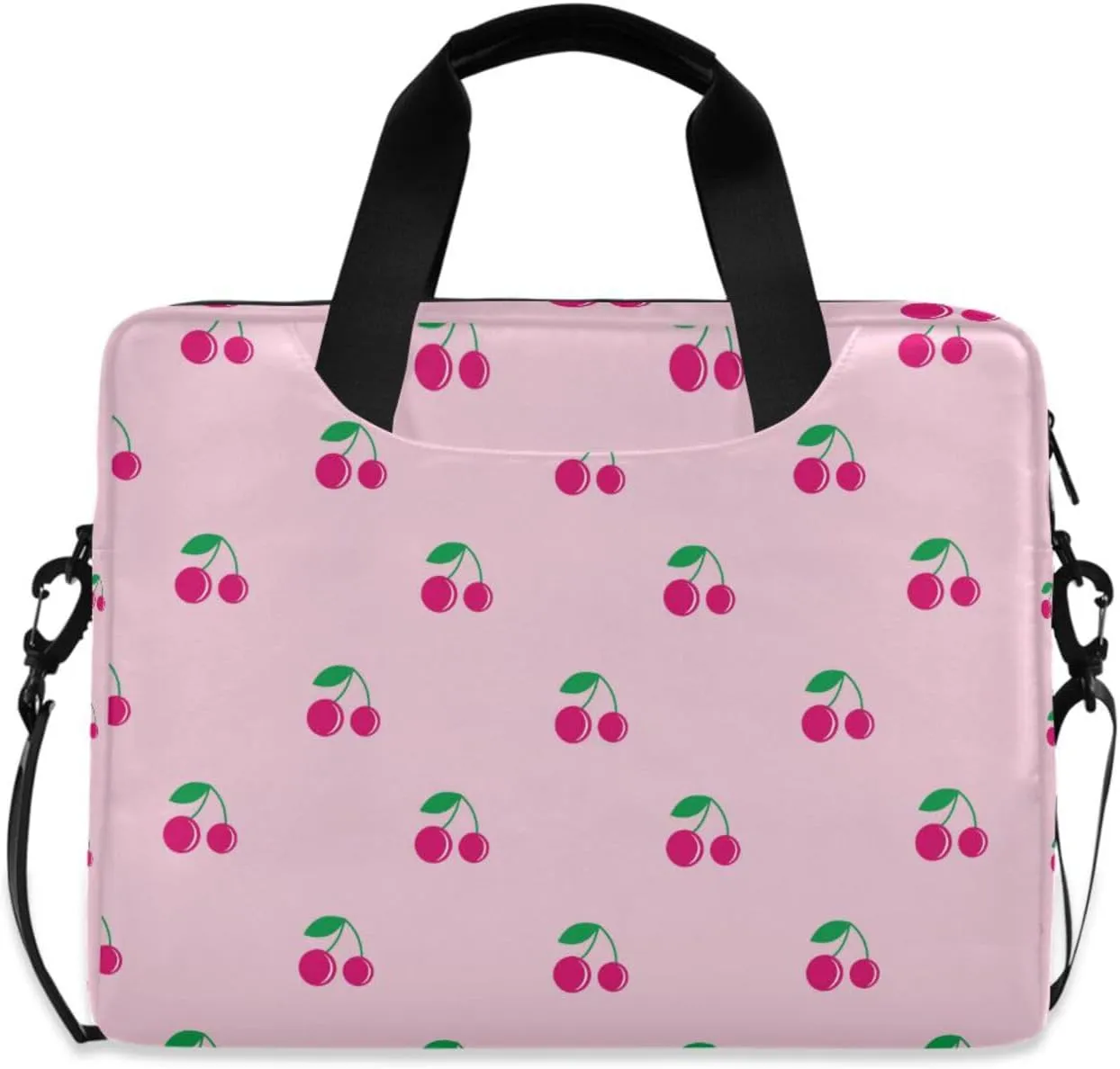 susiyo Cherry Fruits on Pink Laptop Bag 15.6 Inch Laptop Bag with Shoulder Strap Briefcase for Work College Back to School