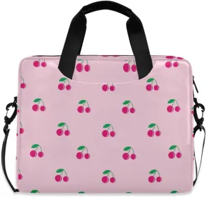 susiyo Cherry Fruits on Pink Laptop Bag 15.6 Inch Laptop Bag with Shoulder Strap Briefcase for Work College Back to School