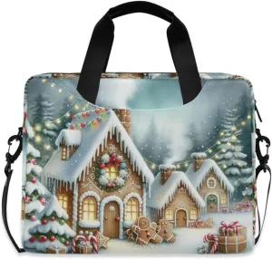 susiyo Christmas Gingerbread Mens Houses Laptop Bag 15.6 Inch Laptop Bag with Shoulder Strap Briefcase for Work College Back to School