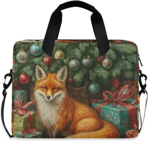 susiyo Christmas Trees Fox Animals Laptop Bag 15.6 Inch Laptop Bag with Shoulder Strap Briefcase for Work College Back to School