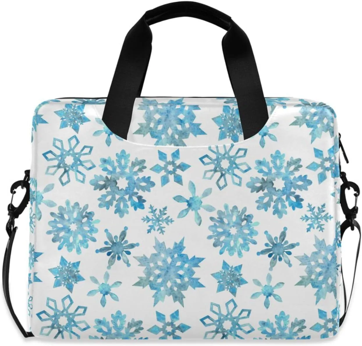 susiyo Christmas Winter Blue Snowflakes Laptop Bag 15.6 Inch Laptop Bag with Shoulder Strap Briefcase for Work College Back to School