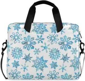 susiyo Christmas Winter Blue Snowflakes Laptop Bag 15.6 Inch Laptop Bag with Shoulder Strap Briefcase for Work College Back to School