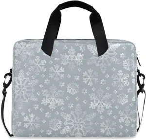 susiyo Christmas Winter Snowflakes Gray Laptop Bag 15.6 Inch Laptop Bag with Shoulder Strap Briefcase for Work College Back to School
