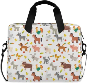 susiyo Cute Farm Animals Sheep Goose Donkey Laptop Bag 15.6 Inch Laptop Bag with Shoulder Strap Briefcase for Work College Back to School