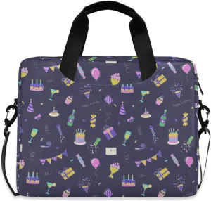 susiyo Happy Birthday Cakes Balloons Laptop Bag 15.6 Inch Laptop Bag with Shoulder Strap Briefcase for Work College Back to School