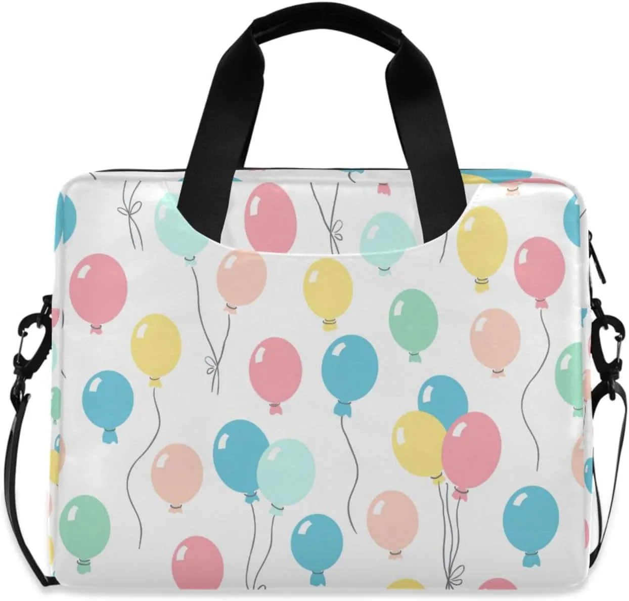susiyo Pastel Balloons Birthday Background Laptop Bag 15.6 Inch Laptop Bag with Shoulder Strap Briefcase for Work College Back to School