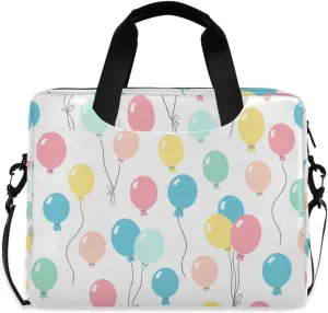 susiyo Pastel Balloons Birthday Background Laptop Bag 15.6 Inch Laptop Bag with Shoulder Strap Briefcase for Work College Back to School