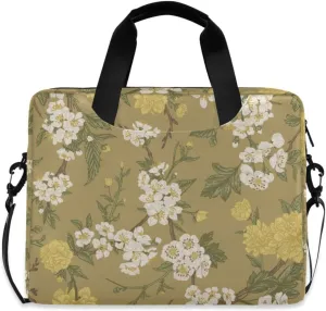 susiyo Spring Blooming Cherry Flower Chinoiserie Laptop Bag 15.6 Inch Laptop Bag with Shoulder Strap Briefcase for Work College Back to School