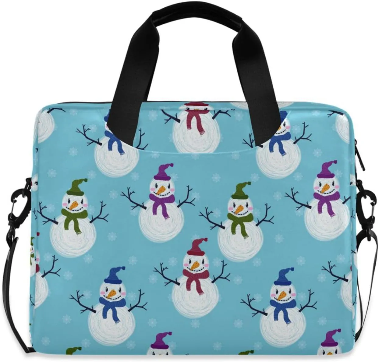 susiyo Winter Christmas Snowman Laptop Bag 15.6 Inch Laptop Bag with Shoulder Strap Briefcase for Work College Back to School
