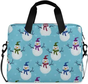 susiyo Winter Christmas Snowman Laptop Bag 15.6 Inch Laptop Bag with Shoulder Strap Briefcase for Work College Back to School
