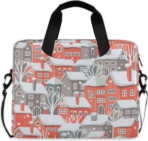 susiyo Winter Houses with Snowy Rooftop Laptop Bag 15.6 Inch Laptop Bag with Shoulder Strap Briefcase for Work College Back to School