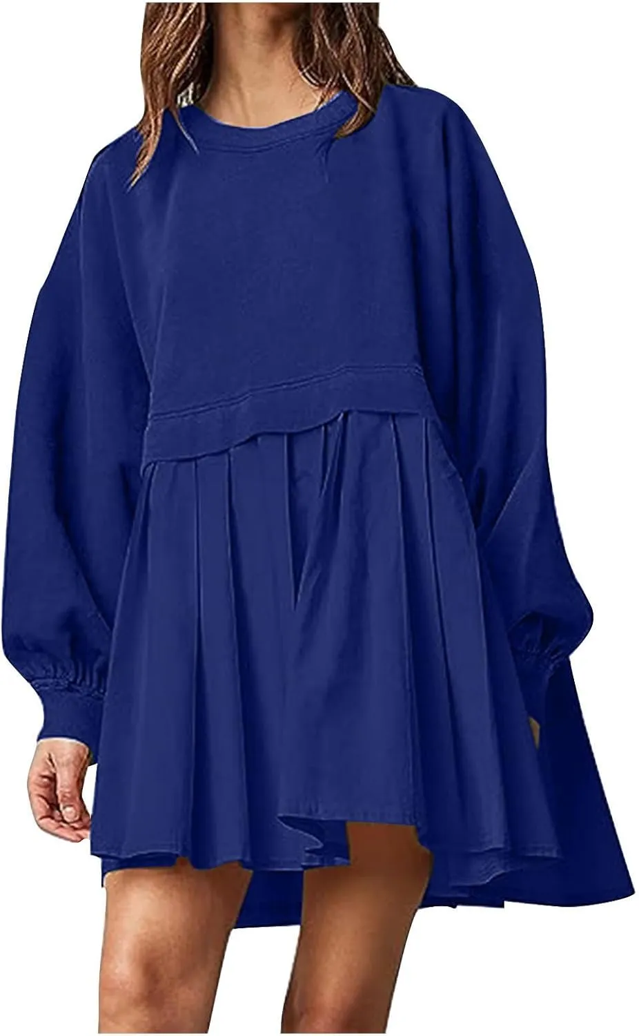 Sweatshirts Dress for Women Fall Long Sleeve Dresses Trendy Pleated Party Dress Casual Mini Dresses 2024