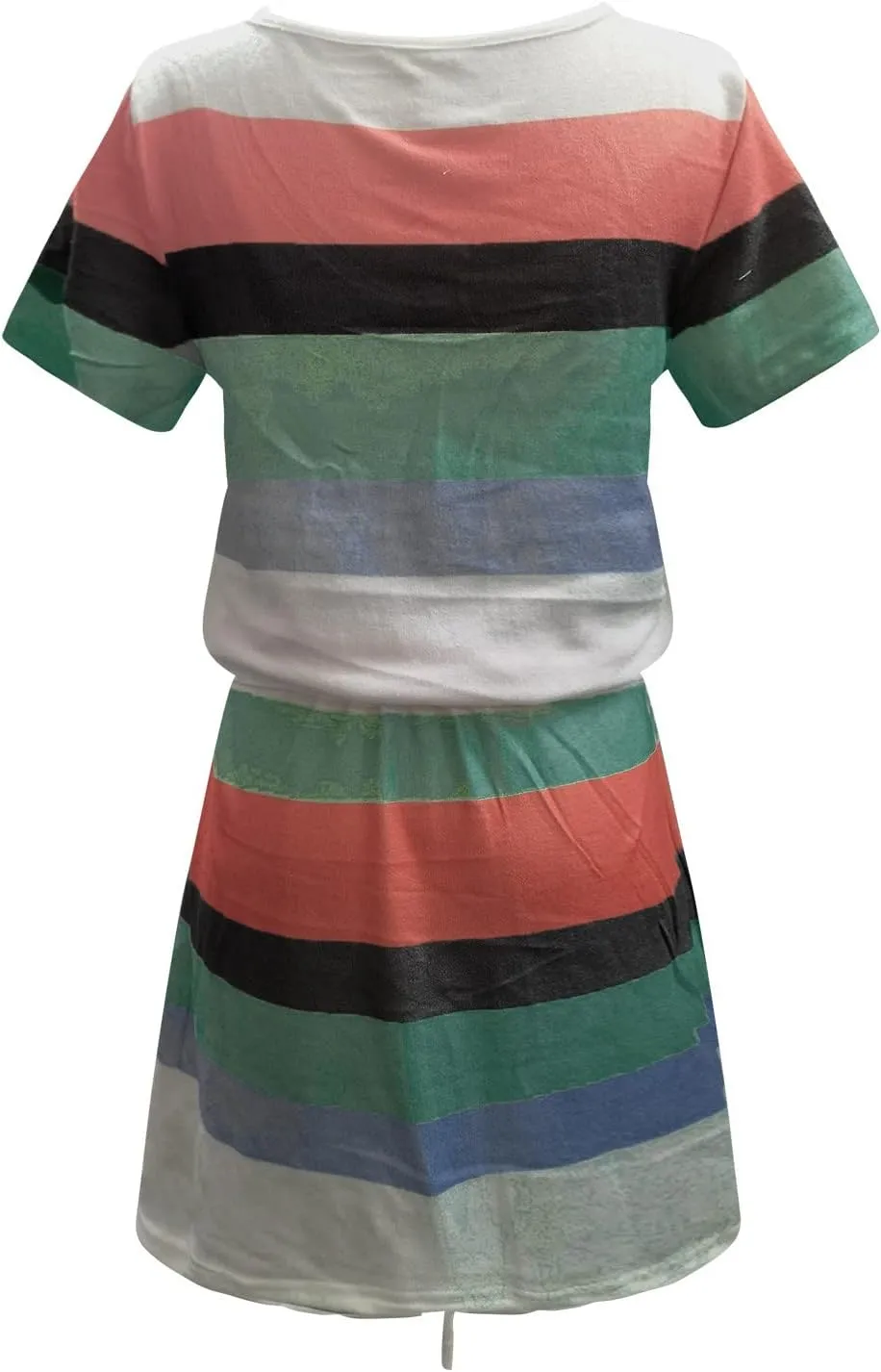 TANGNADE Womens Summer Sun Dress Short Sleeve Round Neck Tie Front A-Line Mini Dresses with Pockets Vacation Outfits